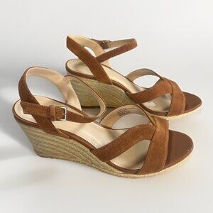 Violet & Red NEW Suede Leather Upper Wedge Strappy Sandal Women's 10M Brown